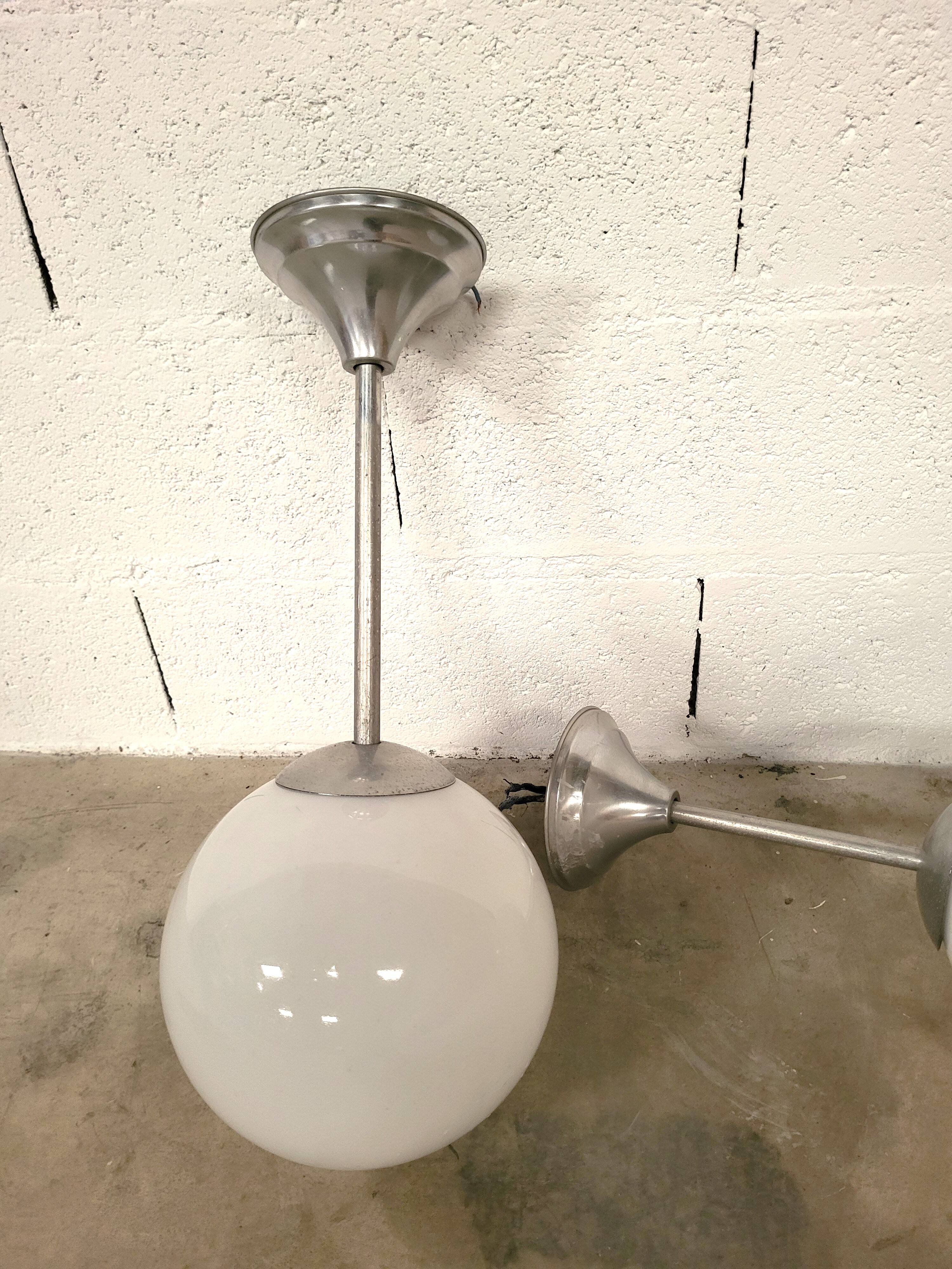 30 pendant lights, opaline chandeliers from the 50s