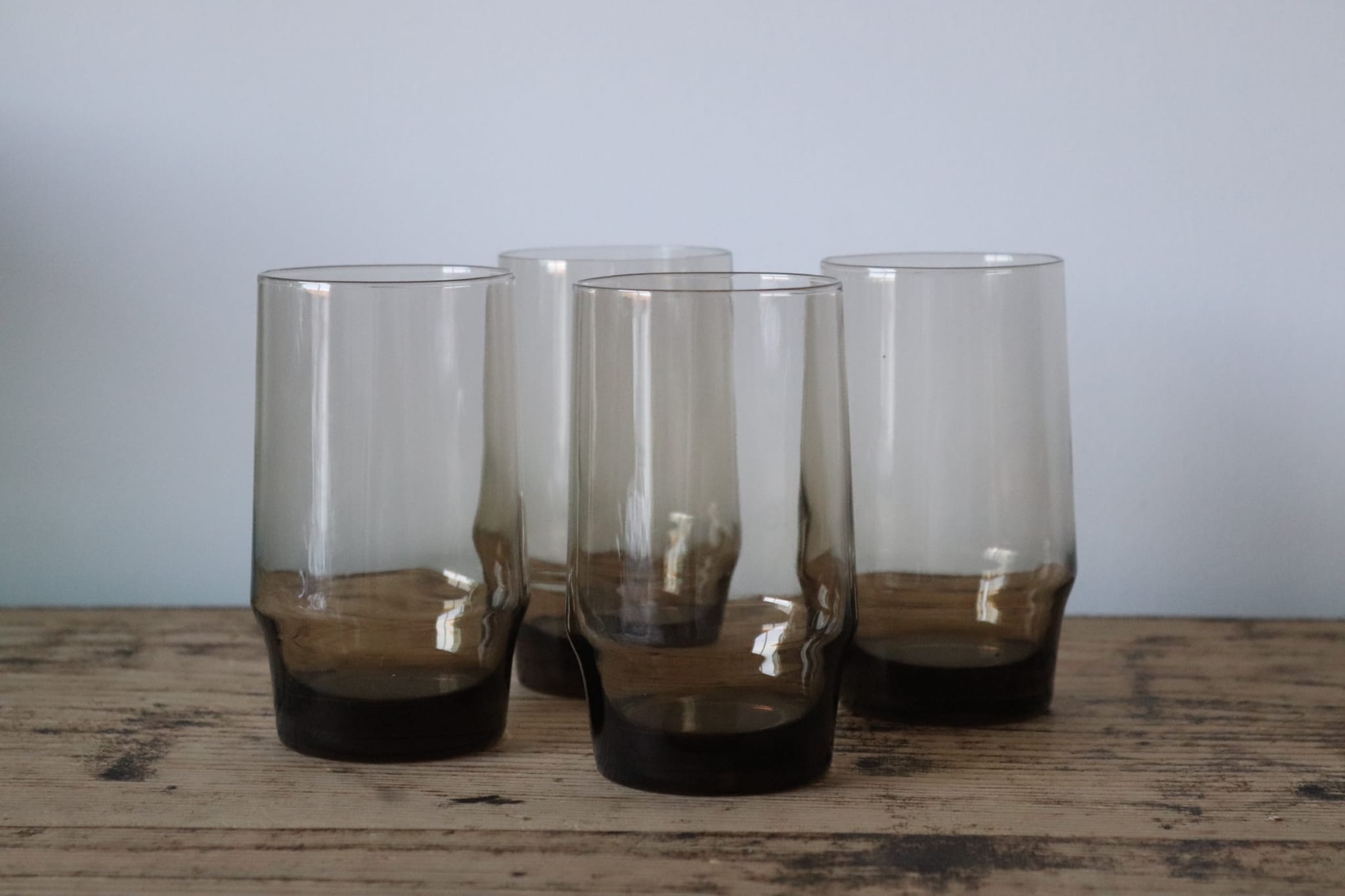 4 vintage smoked glasses 70s