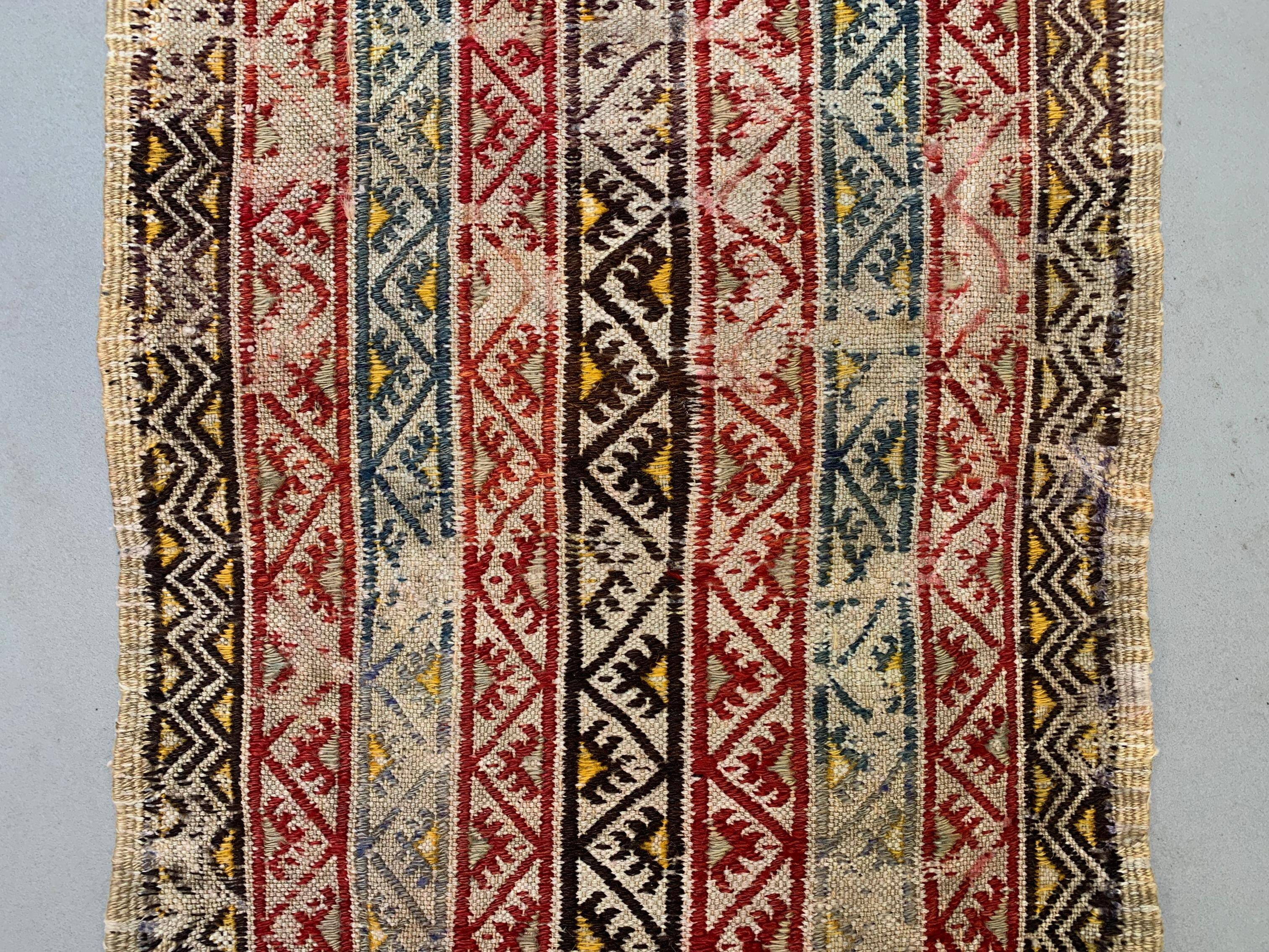 Vintage turc Mini Kilim 103x48 cm laine petit Kelim Runner, shabby Chic