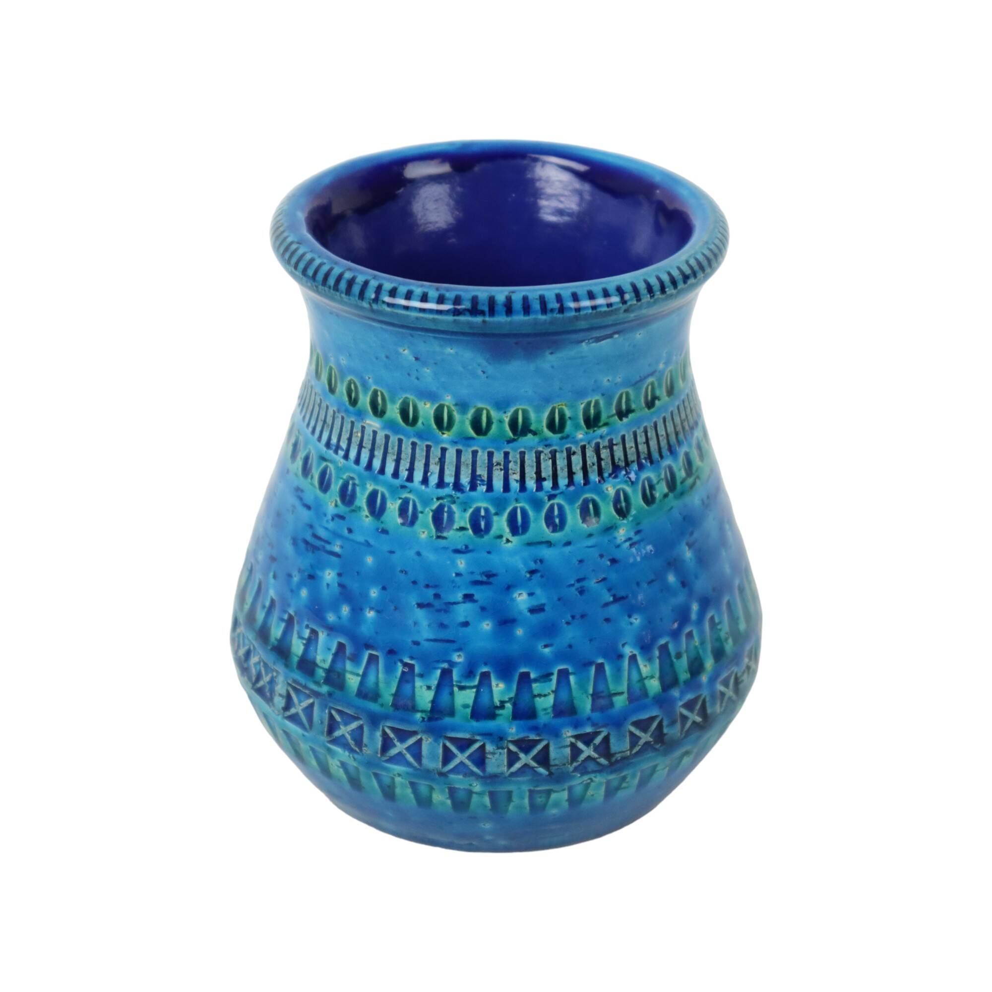 Vintage Blue Bitossi Vase Rimini Blue Aldo Londi Design Sixties