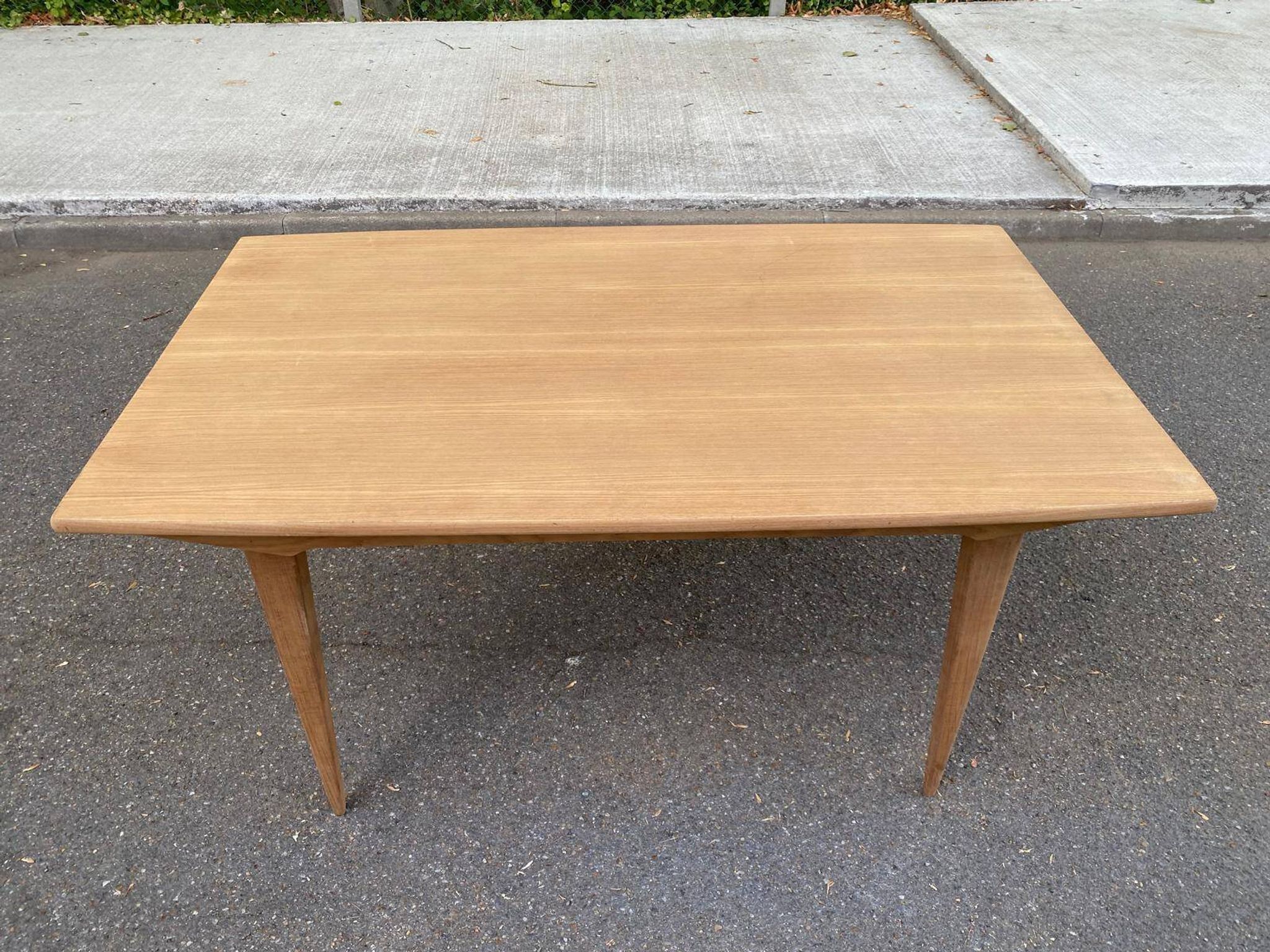 Scandinavian design extendable dining table stripped in raw teak 1960
