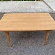 Scandinavian design extendable dining table stripped in raw teak 1960