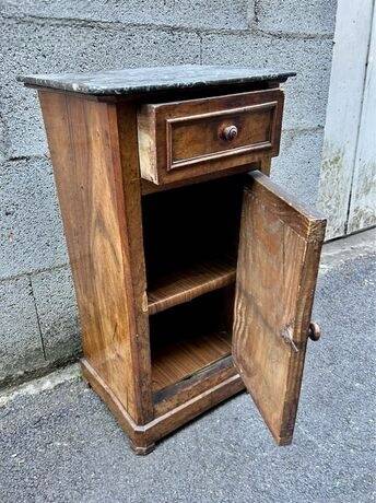 Petit chevet Meuble ancien Louis Philippe bois marbre
