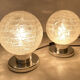 Paire de lampes de table vintage, verre structuré soufflé et chrome, annees 70