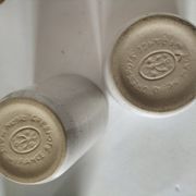 Set of 8 stoneware cups and a mug, shades of beige.
