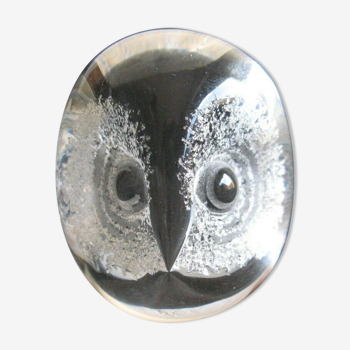 Paper press bird owl crystal signed Mats Jonasson