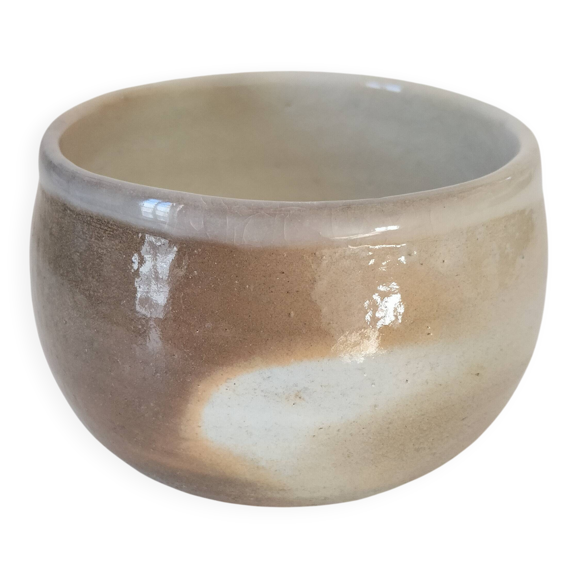 Signed handcrafted stoneware bowl – 70s wasi-sabi style