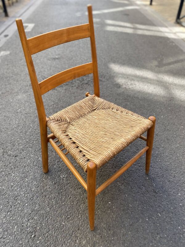 Chaise en bois et assise en paille - yngve ekström - suede - circa 1960