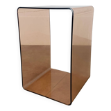 Smoked plexiglass cube side table by Michel Dumas, 1970s