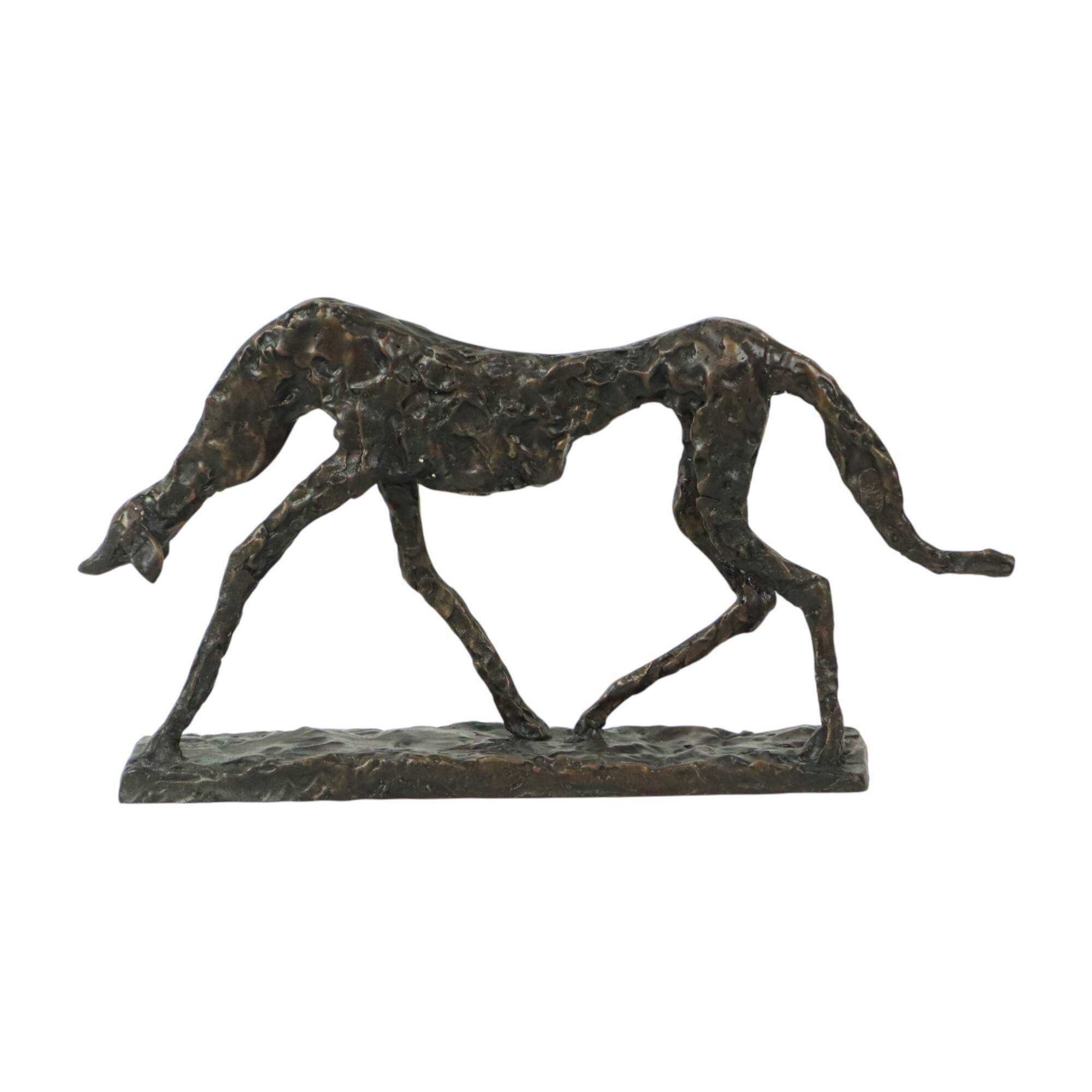 Statue en bronze d'après Alberto Giacometti Sculpture de chien 44 cm