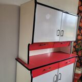 Vintage red and white formica sideboard
