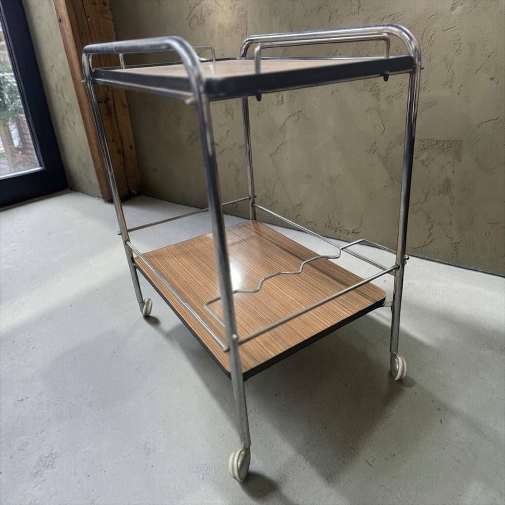 Vintage chrome bar cart/rolling table/tea trolley