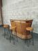 Vintage rattan and metal bar and its stools.