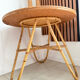 Vintage round tripod side table in rattan