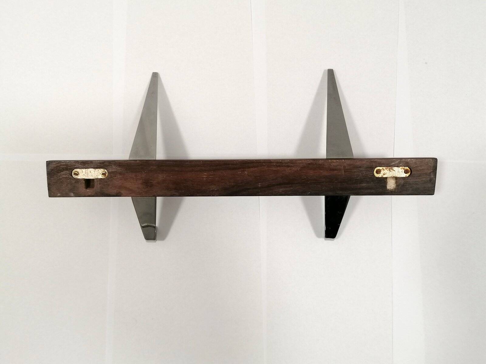 Vintage ceramic, teak and chrome plated coat rack