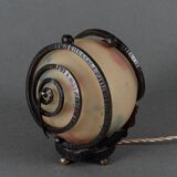 Art Deco night light lamp hammered ironwork 1930 Muller Frères