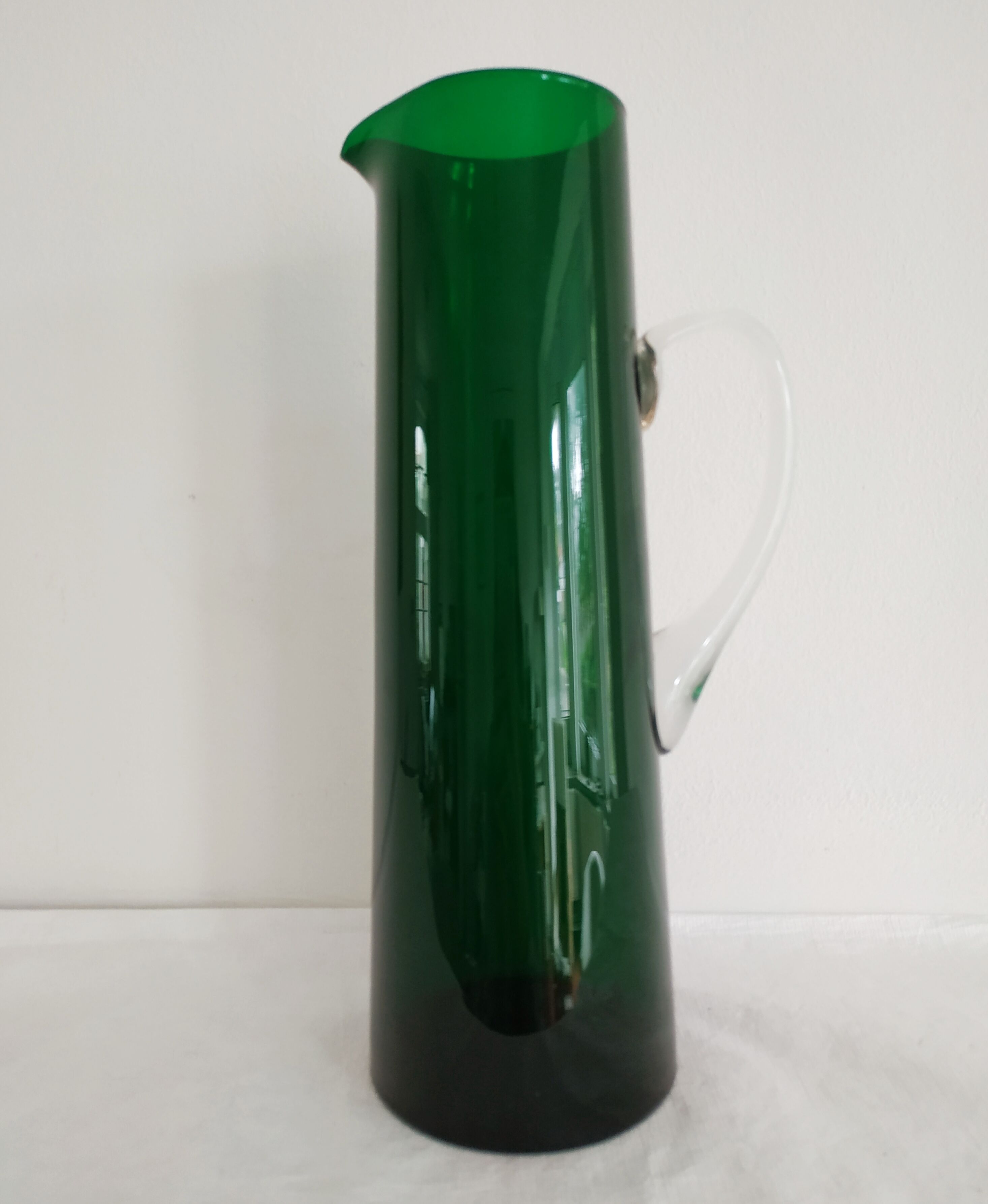 Green glass pitcher