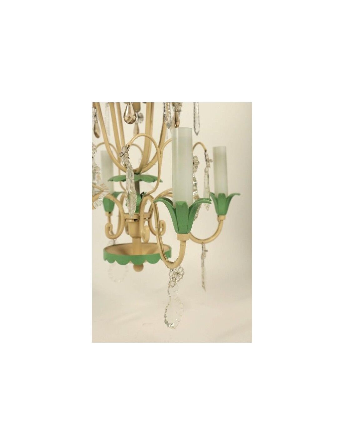 Chandelier 1950s painted metal and grapevines