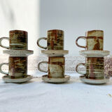 6 cups and under cups in vintage enamelled stoneware