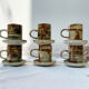 6 tasses et sous tasses en Grès émaillé vintage