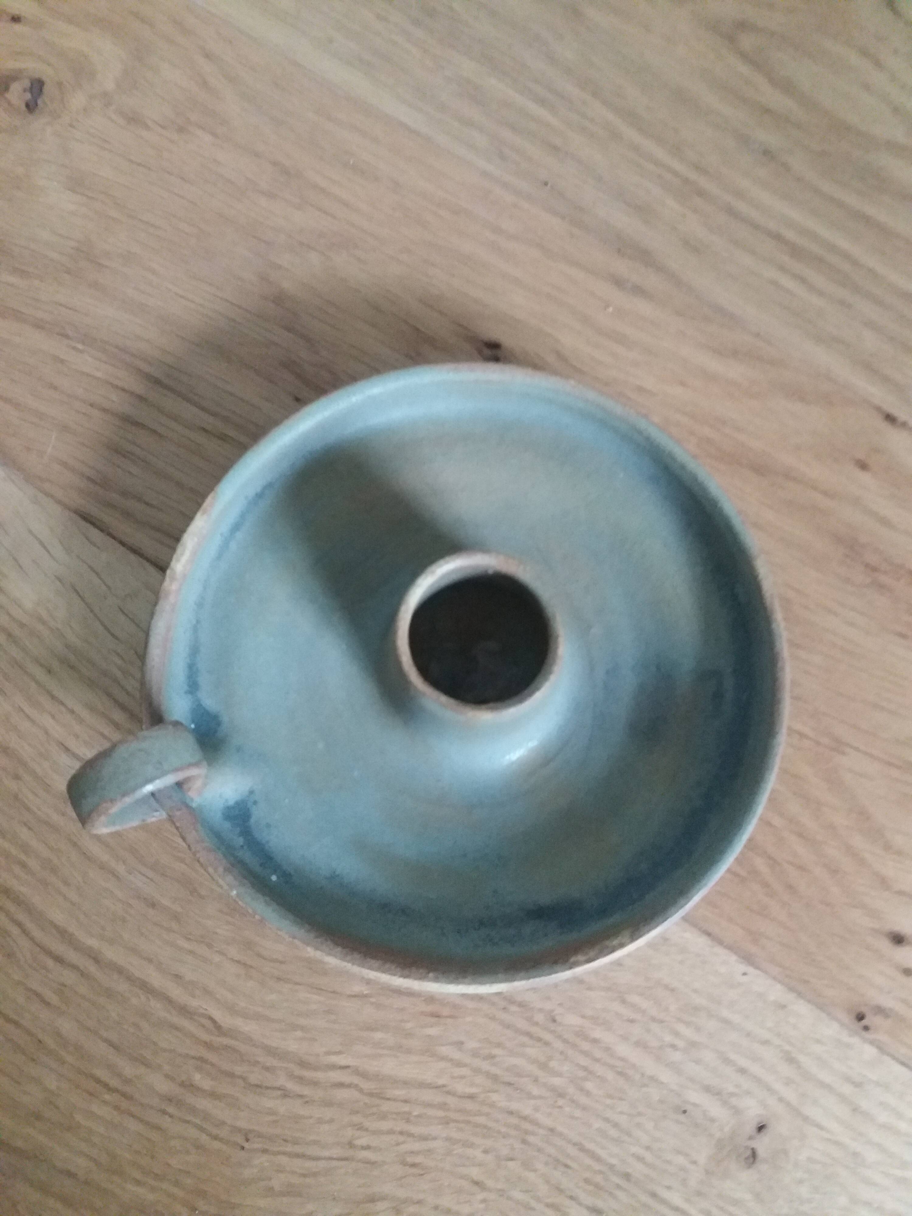 Ceramic cellar rat candle holder signed