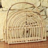 Vintage rattan magazine holder