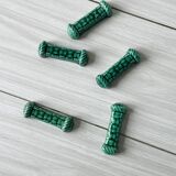 5 green ceramic knife holders with bamboo effect