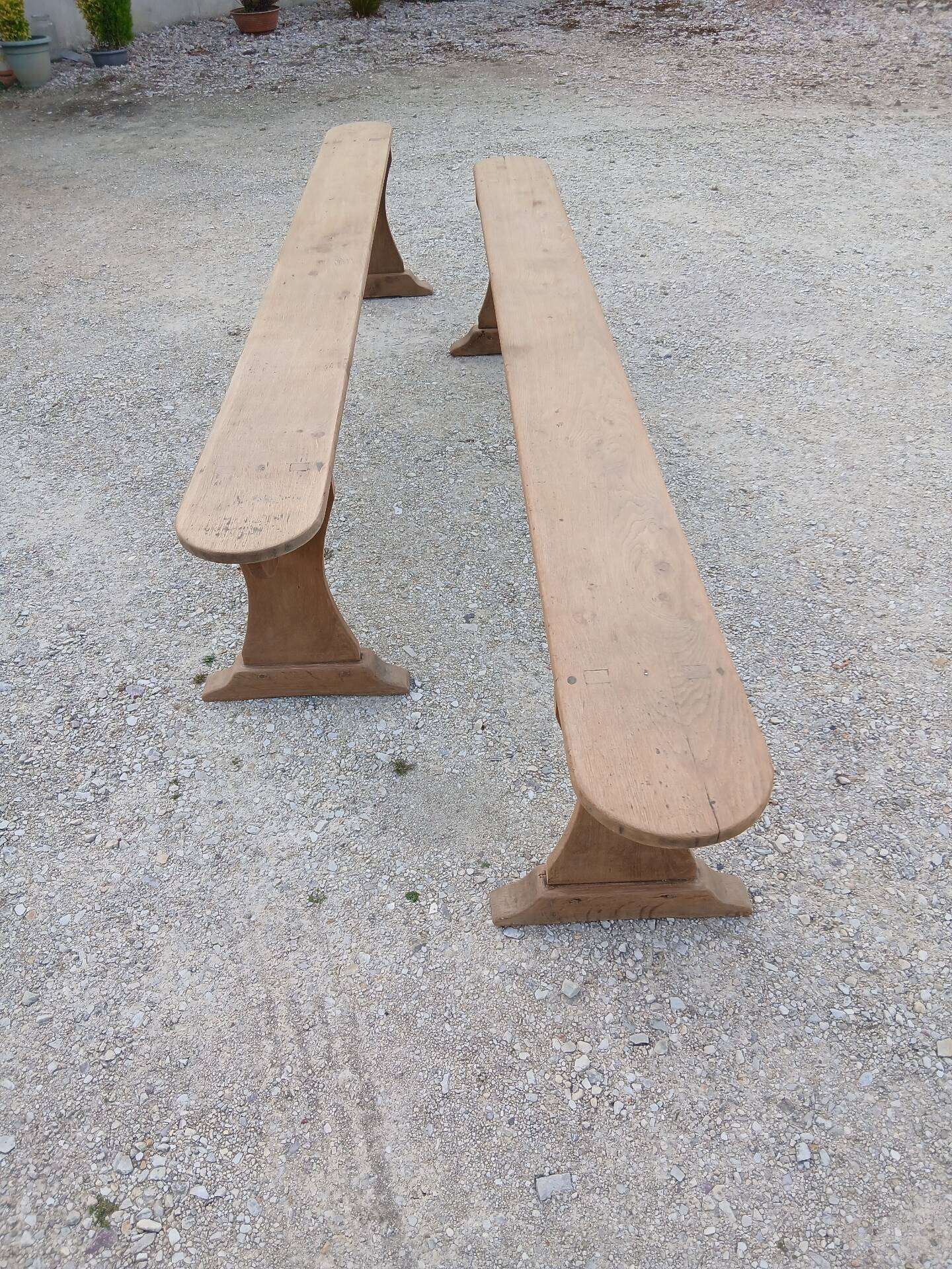 Pair of oak benches 250cm