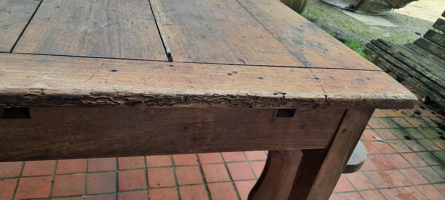 Farm table and pair of benches