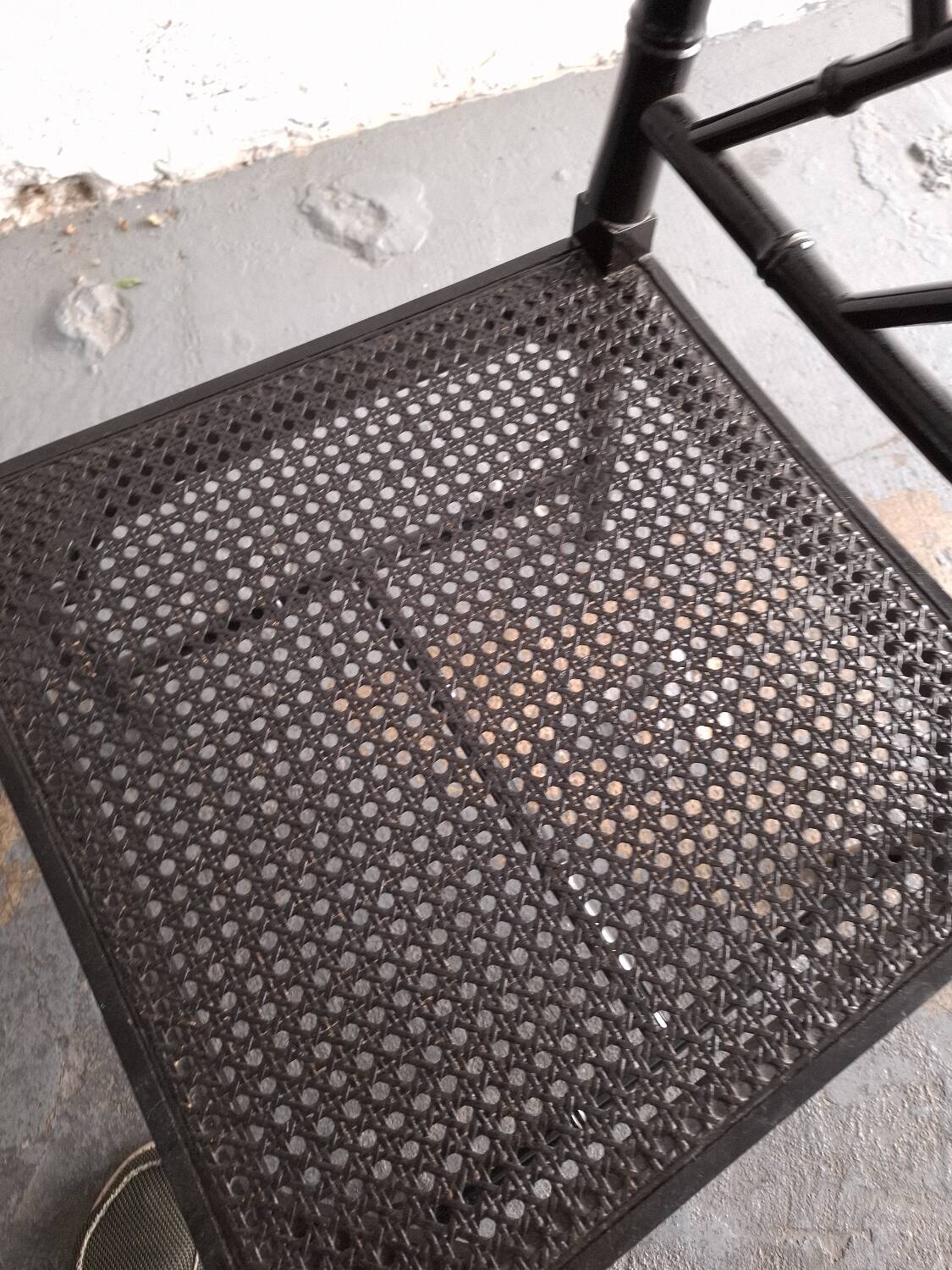 Black lacquered chair, faux bamboo, Chippendale, Jonathan Adler