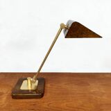 Vintage French brass and marble dessin desk lamp 1960