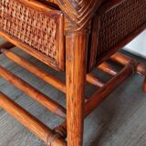 Rattan drawer table, bamboo and braided wicker