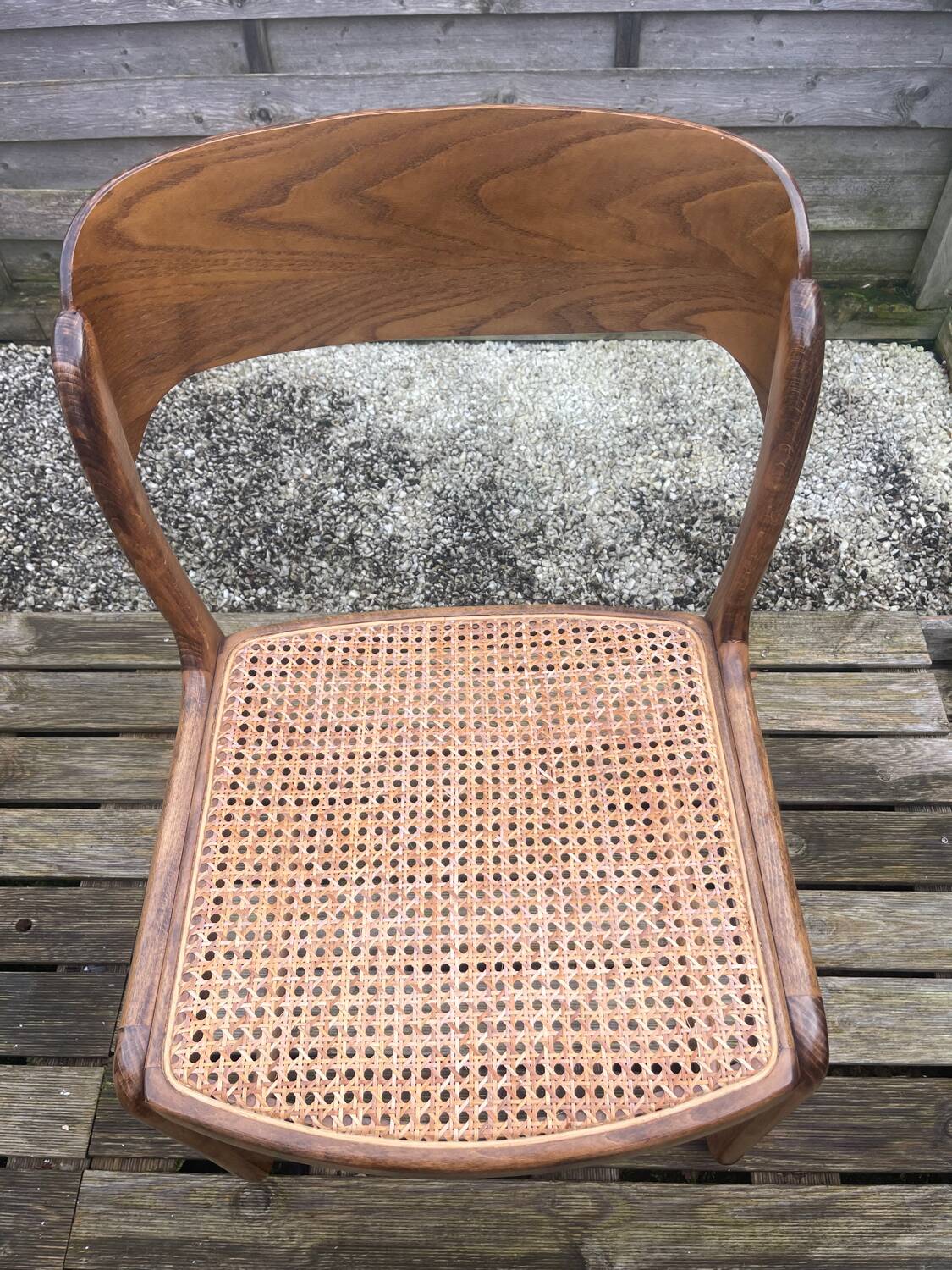 4 magnificent Baumann sled chairs, with caning.