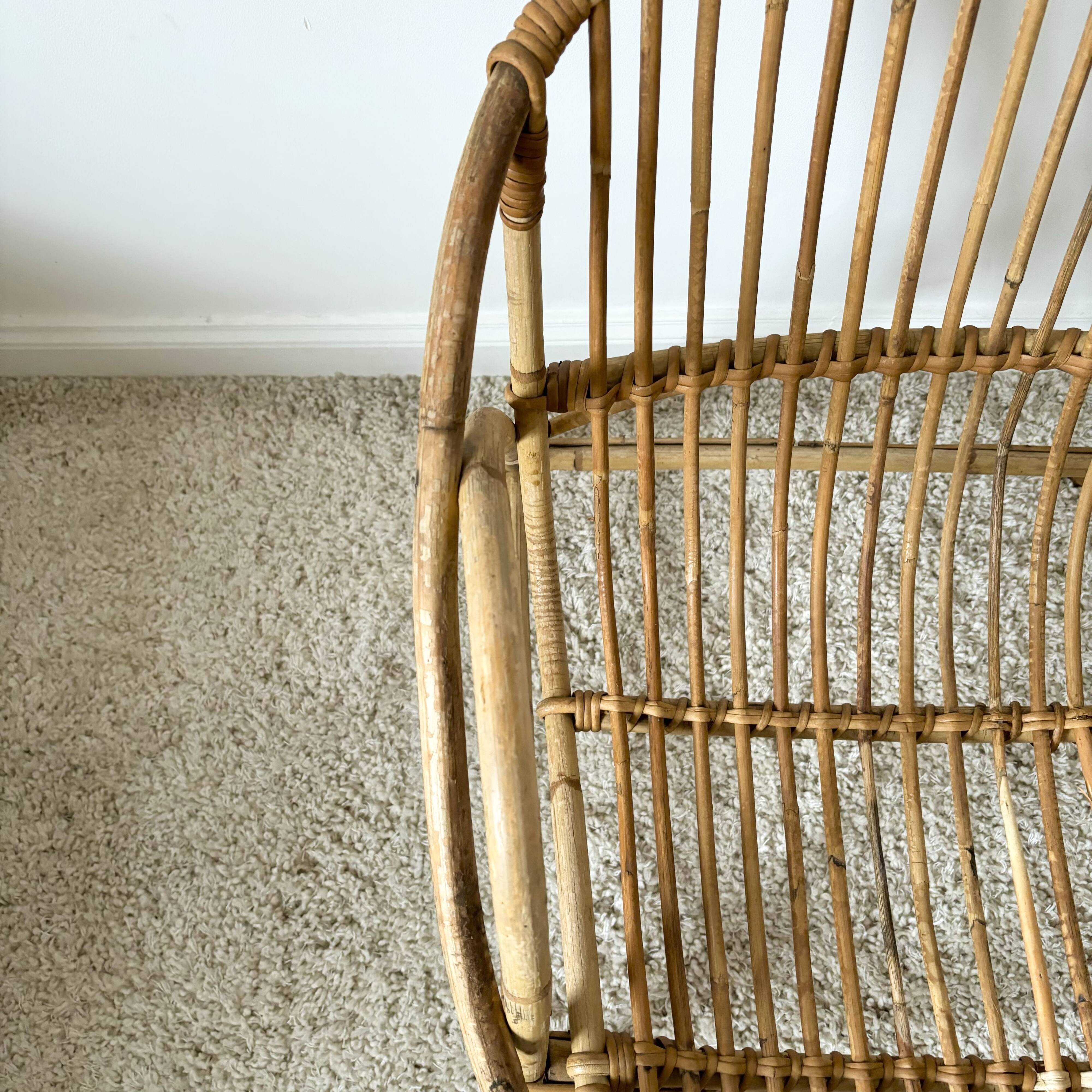 Rattan shell armchair