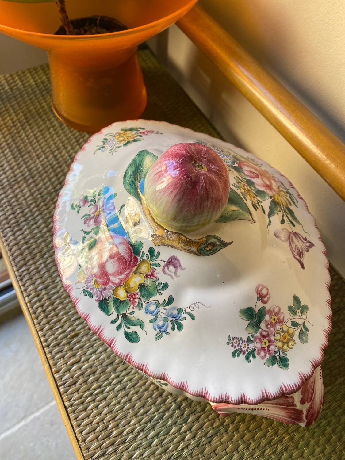 Signed earthenware vegetable dish