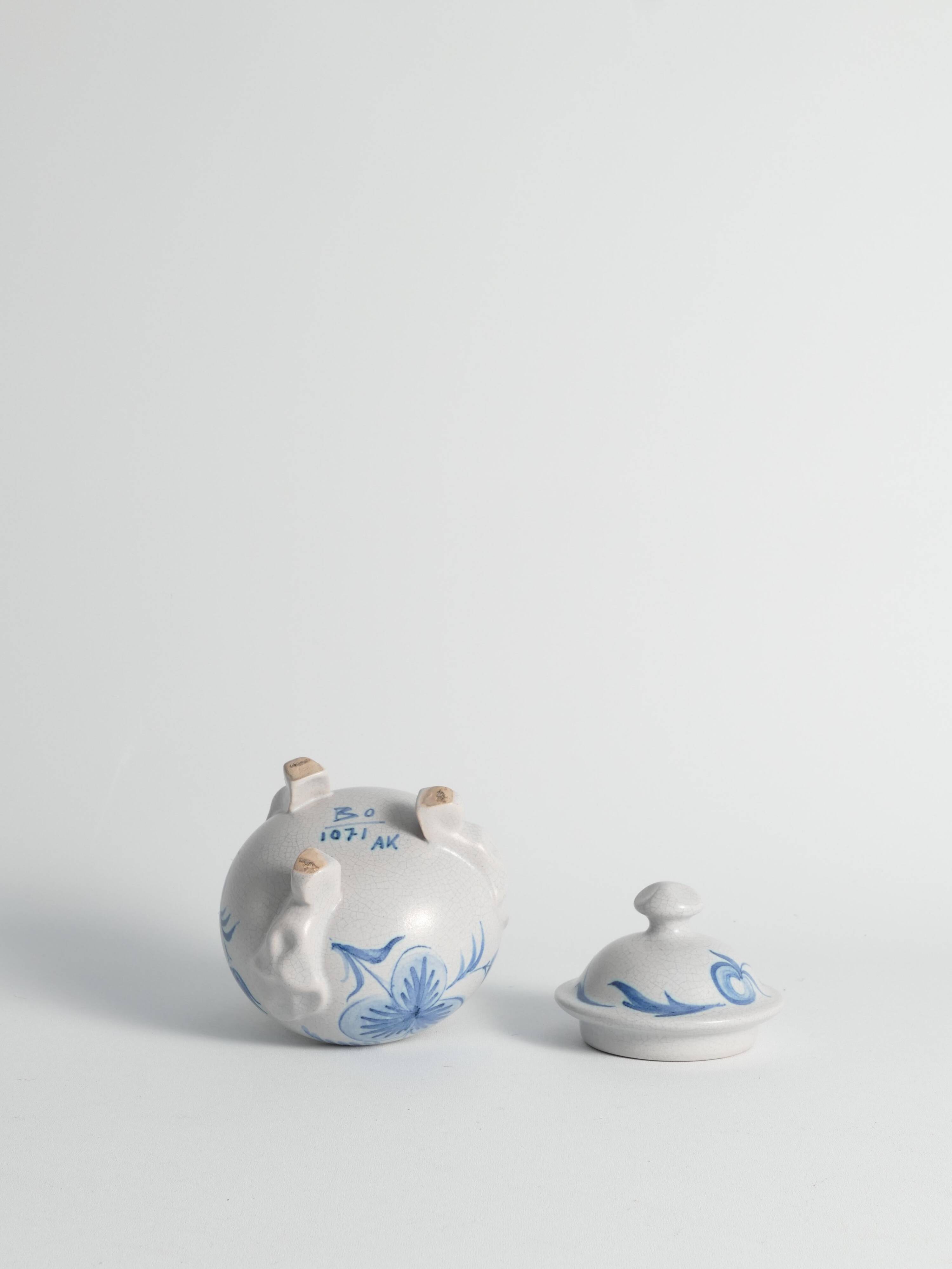 Swedish Grace French Blue Floral Decor Bonbonniere by Allan Eberling, Bo Fajans