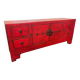 Antique Chinese red lacquered low cabinet