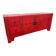 Antique Chinese red lacquered low cabinet