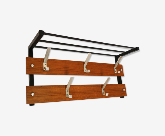 Vintage wall coat rack with hat rack made in the 60s