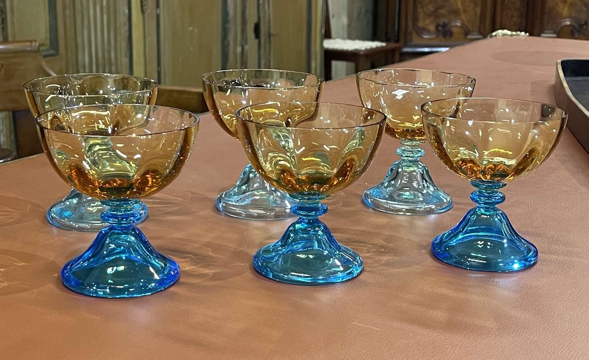 6 Georges Sand model crystal champagne glasses - 20th century