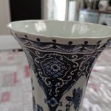 Delft blue and white vase with stylized floral pattern from the Boch brand