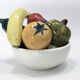 Mid-century trompe l'oeil ceramic fruit and vegetable bowl
