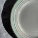 Set of 7 antique flat plates in turquoise earthenware with a gold rim D22