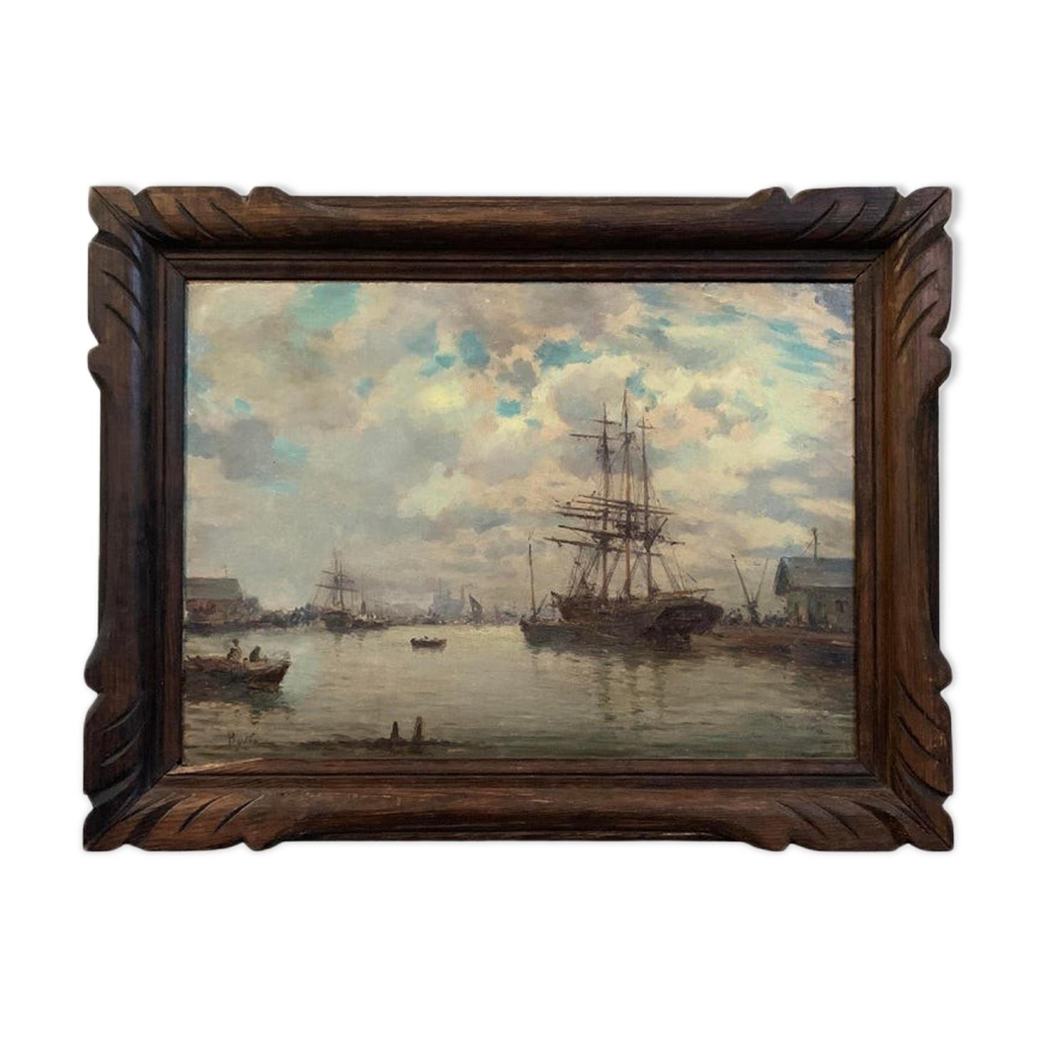 Breton, Marine, oil on canvas marouflée, nineteenth century