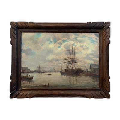 Breton, Marine, huile sur toile marouflée, XIXème siècle
