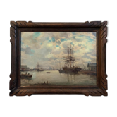 Breton, Marine, oil on canvas marouflée, nineteenth century