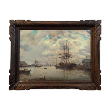 Breton, Marine, oil on canvas marouflée, nineteenth century