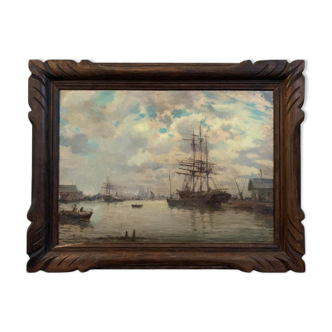 Breton, Marine, huile sur toile marouflée, XIXème siècle