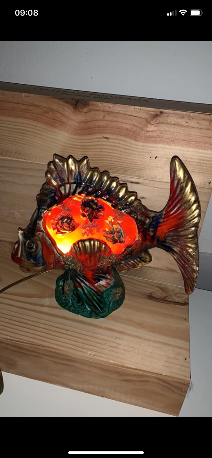 Vintage ceramic fish night light