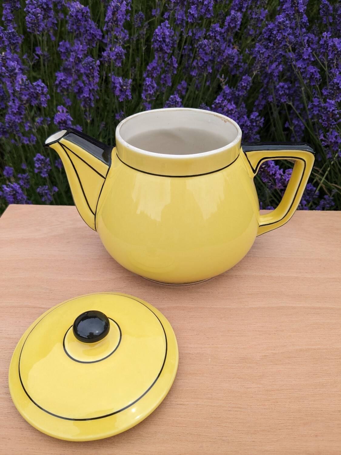 Yellow and black Art Deco style teapot / coffee maker